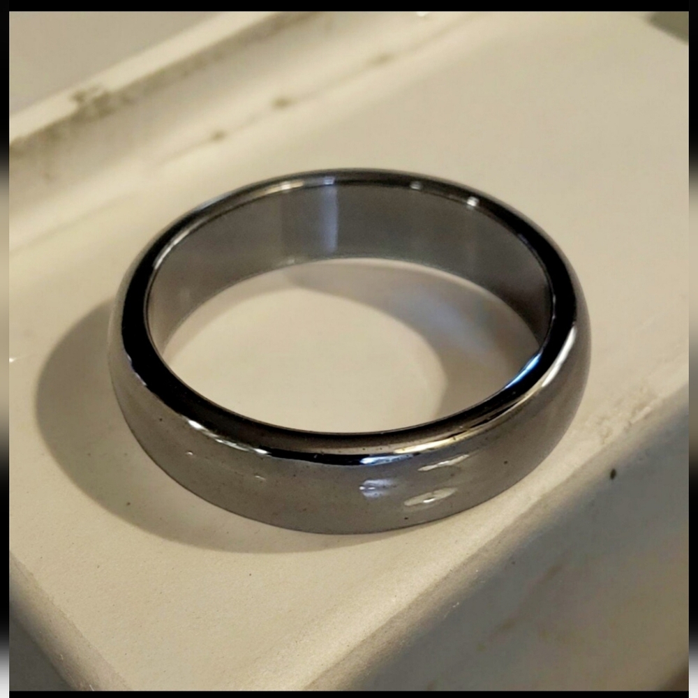 Mens or Womens Titanium Steel Black Ring